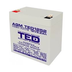 Акумулятор AGM VRLA 12V 5,2A High Rate 90mm x 70mm x h 98mm F2 TED Battery Expert Holland TED003287 (10)