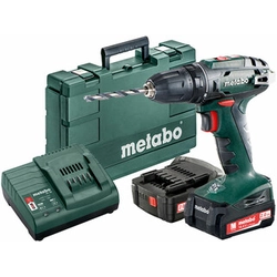 Акумуляторна дриль-шуруповерт Metabo BS 14.4 з патроном 14,4 V | 20 Nm/40 Nm | Вугільна щітка | 2 x 2 Ач акумулятор + зарядний пристрій | У валізі