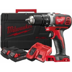 Акумуляторна дриль-шуруповерт Milwaukee M18BDD-202X з патроном 18 V | 50 Нм | Вугільна щітка | 2 x 2 Ач акумулятор + зарядний пристрій | У важкому випадку