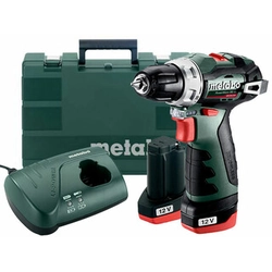 Акумуляторний дриль-шуруповерт Metabo PowerMaxx BS BL з патроном 12 V | 20 Нм | Карбонова безщітка | 2 x 2 Ач акумулятор + зарядний пристрій | У валізі