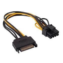 Akyga kabel adapter AK-CA-80 PCI-E 6+2pin (m) / SATA (m)15cm
