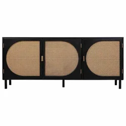 Alexandra House Elu puhvetkapp Must Looduslik Rattan Paulownia puit 45 x 86 x 165 cm