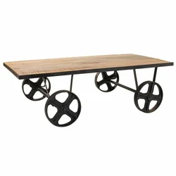 Alexandra House Living Coffee Table Brown Black Iron Mango Wood 60 x 38 x 120 cm