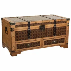 Alexandra House Living trunk Кафяв PVC Дърво Метал Материал 45 x 45 x 90 cm Estilo vintage