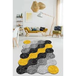 Alfombra CIRCLE, 120 x 180 cm, amarillo y negro