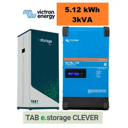 Almacenamiento de energía TAB CLEVER 3kVA/5.12 kWh SISTEMA LISTO PARA ENCENDIDO/FUERA DE LA RED PARA HOGARES Y NEGOCIOS