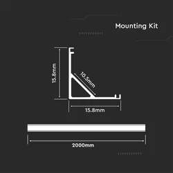 Alumīnija montāžas komplekts LED sloksnei ar difuzoru 2000 x 15.8 x 15.8mm balts korpuss