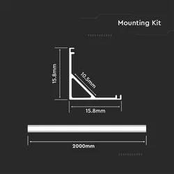 Aluminum Mounting Kit for LED Strip with Diffuser 2000 x 15.8 x 15.8mm Milky Appearance