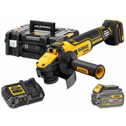 Amoladora angular inalámbrica DeWalt DCG409VST1-QW 18 V | 125 mm | 3000 a 9000 RPM | Carbón sin escobillas | Batería 1 x 6 Ah + cargador | TSTAK en una maleta