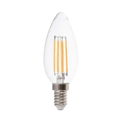 Ampoules LED - Bougie E14 - IP20 - Transparente - 6 Watts - 600 Lumens - 3000K - 2 Années