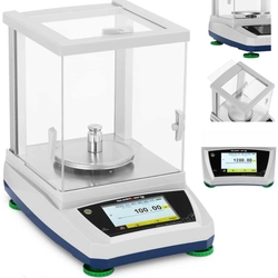 Analytische Laborwaage mit Glasabdeckung und LCD-Touchpanel 1200 g / 0.01 g