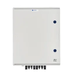 Anschluss der PV-SchaltanlageDCAC hermetischer IP66 EMITER mit DC-Überspannungsableiter Noark 1000V Typ 2, 5 x PV-Kette, 5 x MPPT // Grenzwert.AC Noark Typ 2, 100A 3-F, FR 100A, Phasensignal + Buchse