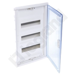 Aparelhagem de embutir RWN com porta transparente e tira N+PE 3x12 modular (36 modular)