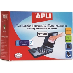 Apli Drėgnos ir sausos servetėlės ​​TFT/LCD ekranams valyti 40 vnt.(AP11325)