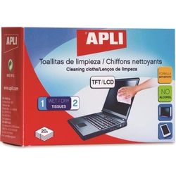 Apli Toalhetes húmidos e secos para limpeza de ecrãs TFT/LCD 40 unid.(AP11325)