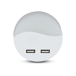 Apliques de pared LED redondos - Luces de noche - USB - Samsung - IP20 - Blanco - 0.4W - 10 Lúmenes - 3000K