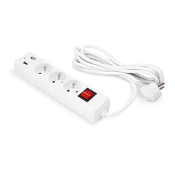 APPIO forlængerkabel 3m - 2x USB + 3 x stik 230V - Hvid