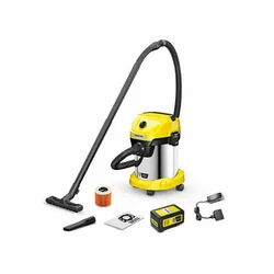 Aspiradora inalámbrica Karcher WD 3-18 S 18 V | 17 l | L| Escobilla de carbón | Batería 1 x 5 Ah + cargador