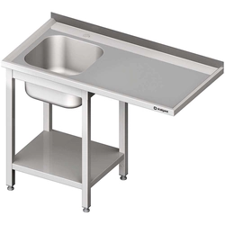 Asztal mosogatóval 1-kom.(L) és hely hűtőnek vagy mosogatógépnek 1800x600x900 mm hegesztett