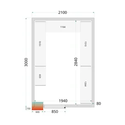 Aukstās telpas paneļi 80 mm CR 210x300x220 WD