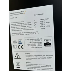 aurinko moduuli; PV-moduuli; Solar Fabrik Mono S2 HC 330