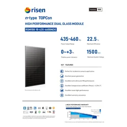 Aurinkosähkömoduuli PV-paneeli 455Wp Risen RSM108-10-455 BNDG NType TOPCon musta kehys musta kehys