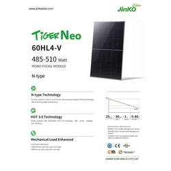 Aurinkosähkömoduuli PV-paneeli 485Wp Jinko Solar JKM485N-60HL4-V BF Tiger Neo N-Type Monofacial Half Cut BF Black Frame