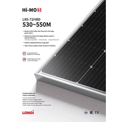 Aurinkosähkömoduuli PV-paneeli 550W Longi LR5-72HTB-550M Kaksoislasinen bifacial hopeakehys