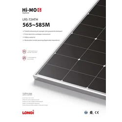 Aurinkosähkömoduuli PV-paneeli 565W Longi LR5-72HTH-565M Hi-MO 6 Explorer hopeakehys Hopeakehys