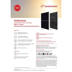 Aurinkosähkömoduuli PV-paneeli 575Wp Canadian Solar CS6W-575TB-AG TopBiHiKu6 N-tyypin bifacial SF hopeakehys