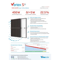 Aurinkosähkömoduuli Trina Vertex S+ TSM-NEG9R.28 450W 450W