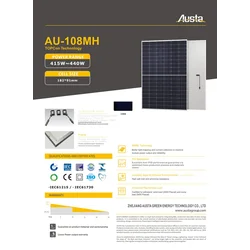 Austa AU430-27V-MH 415-440 1500V Black Frame 430W Single Glass, Black Frame, N-Type