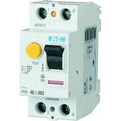 Автоматичний вимикач диференційного струму Eaton 2P 40A 0,1A AC тип PF6-40/2/01 286497