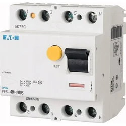 Автоматичний вимикач диференційного струму Eaton 4P 40A 0,1A AC тип PF6-40/4/01 286509
