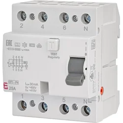 Автоматичний вимикач диференційного струму Eti-Polam 4P 25A 0,03A EFI-P4 A 25/0.03 002061511