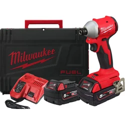 Avvitatore a percussione a batteria Milwaukee M18 BLIDR-502X 18 V | 190 Nm | 1/4 bit | Senza spazzole in carbonio | Batteria 2 x 5 Ah + caricabatteria | In custodia resistente