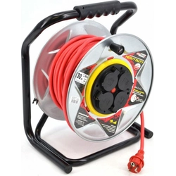 AWTools cable de extensión tambor de metal rojo Heavy Duty 25m 3x1,5 mm 16A, 3680W, IP44 (AW70250)