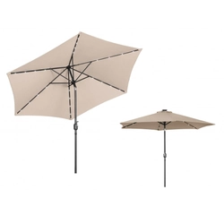 Hexagonal garden umbrella 300 cm with lighting, tilting, cream color