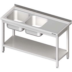 Table with sink 2-kom.(L), with shelf 1500x600x850 mm screwed