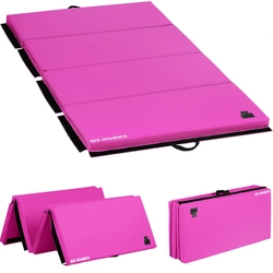 Folding gymnastic mattress mat 200 x 100 x 5 cm pink