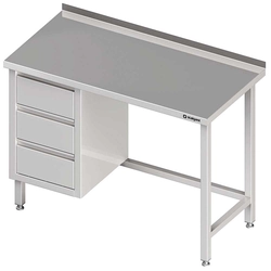 Wall table with three drawer block (L), without shelf 1300x700x850 mm