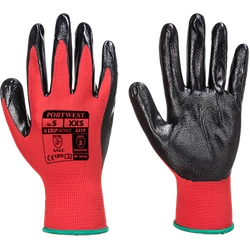 PORTWEST Nitrile Gloves Flexo Grip (Retail Package) Size: 2XL, Color: Red / Black