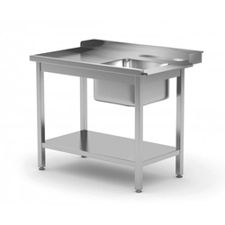 Dishwasher loading table with sink and shelf - left 1300 x 760 x 850 mm POLGAST 238137-760-L 238137-760-L