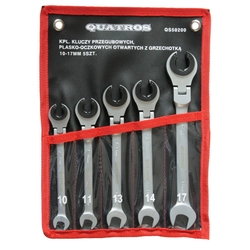 Ring spanners with ratchet wrench, 10 - 17 mm, 5 pcs QUATROS