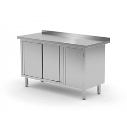 Wall table with cabinet and sliding door - hinged door on the right side 1600 x 600 x 850 mm POLGAST 134166-P 134166-P