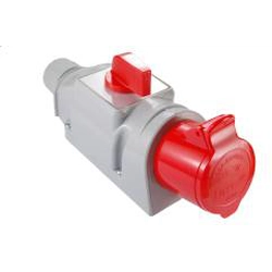 Fixed insulated plug socket 32A / 400V 3P + Z with changeover 0-1
