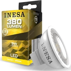 Inesa Led MR16 COB spot burner, 5W led, 380 Lumen, 38 °, 6500K, cool white.