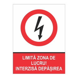 Sticker indicator - Attention to the limit of the overtaking work area, 20x26 cm