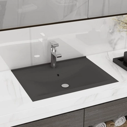 Washbasin with a tap hole, matt dark gray, 60 x 46 cm