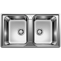 Blanco LEMIS 8-IF 523039 double sink without drip stainless steel brushed sink built-in / flat